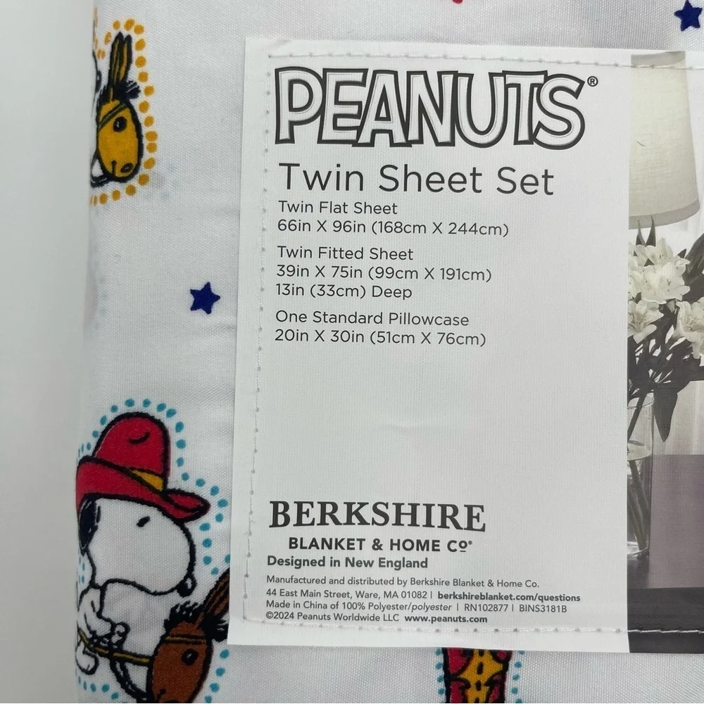 Peanuts Snoopy Twin Size Ride ‘Em Cowboy Sheet Set 3 piece white NWT